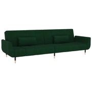 Divano letto a 2 posti Soggiorno Letto per ospiti trasformabile Divano letto pieghevole per soggiorno Interno di casa Posti con due cuscini Velluto verde scuro 02_0020774