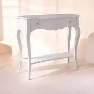 Consolle Lolla in legno Shabby chic bianco con pomelli