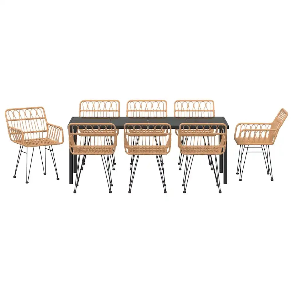 Set da Pranzo per Giardino 9 pcs Marrone 3379183