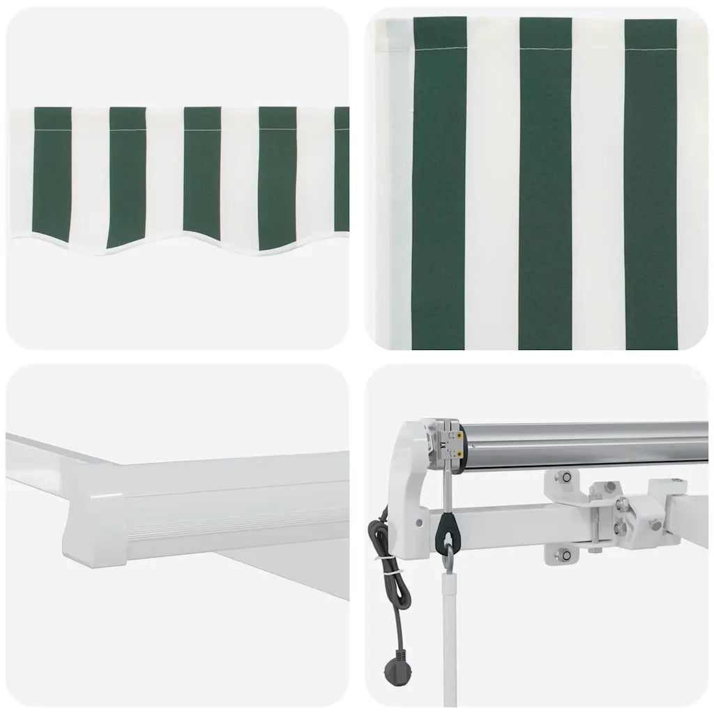 Tettuccio Elettrico Retrattile Verde e Bianco 350 x 250 cm 3330467