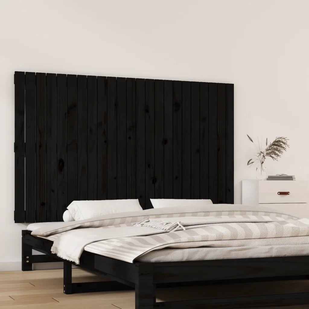 Testiera da Parete Nera 147x3x90 cm in Legno Massello di Pinocod mxl 103369