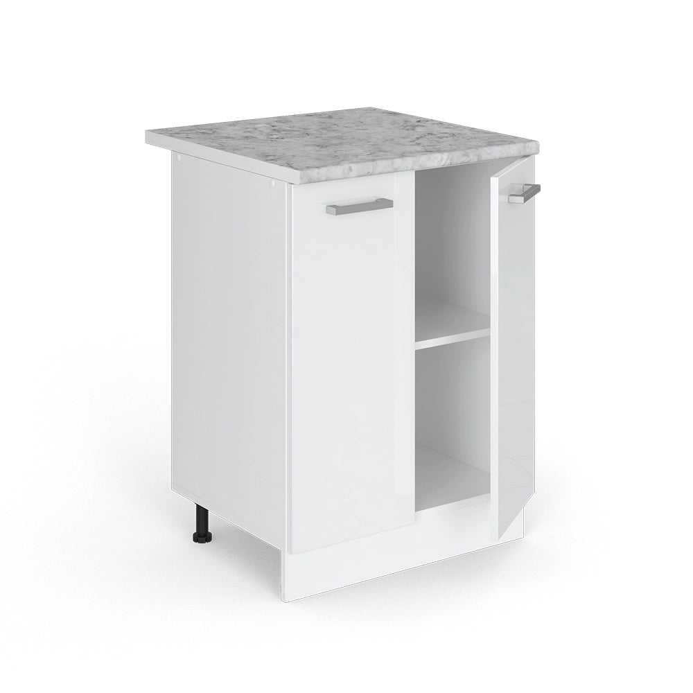 Vicco Base universale Bianco lucido 60 cm con ante, con piano di lavoro