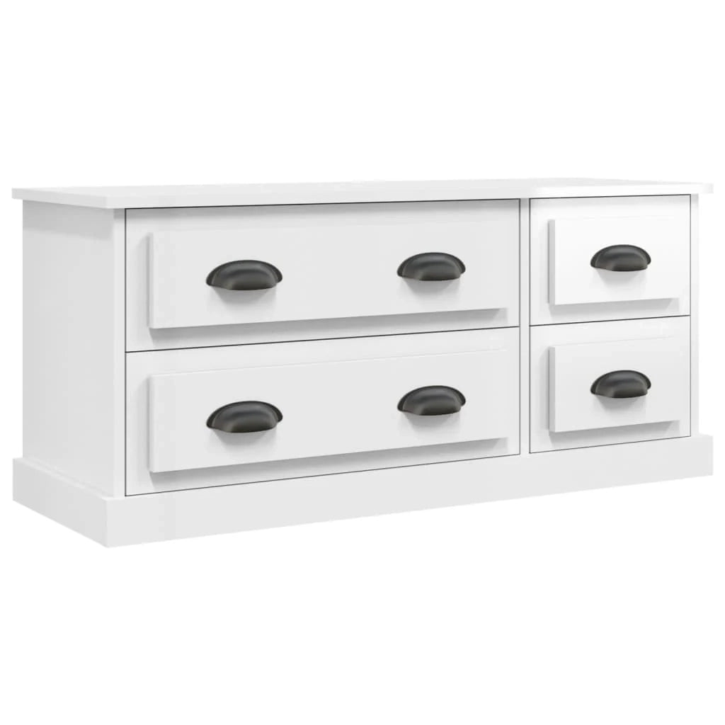 Mobile TV multimediale mensola TV mobile TV sala da pranzo soggiorno camera da letto finitura lucida 100 x 35,5 x 45 cm legno ingegnerizzato bianco 02_0026985