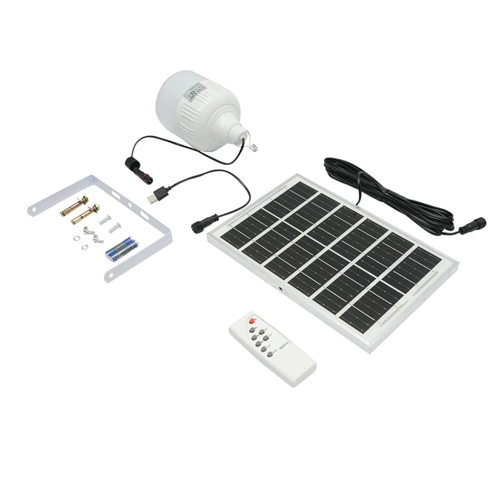 Lampada LED 50W, 6500K con pannello solare policristallino 3W e telecomando IP20