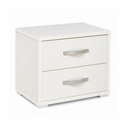 Comodino con 2 cassetti bianco frassinato in legno nobilitato 36x52xH 43