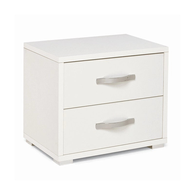 Comodino con 2 cassetti bianco frassinato in legno nobilitato 36x52xH 43
