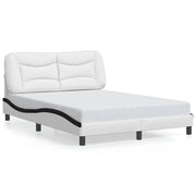 Letto matrimoniale | Letto per adulti | Giroletto senza Materasso Hvar Nero e Bianco 120x200 cm in Similpelle