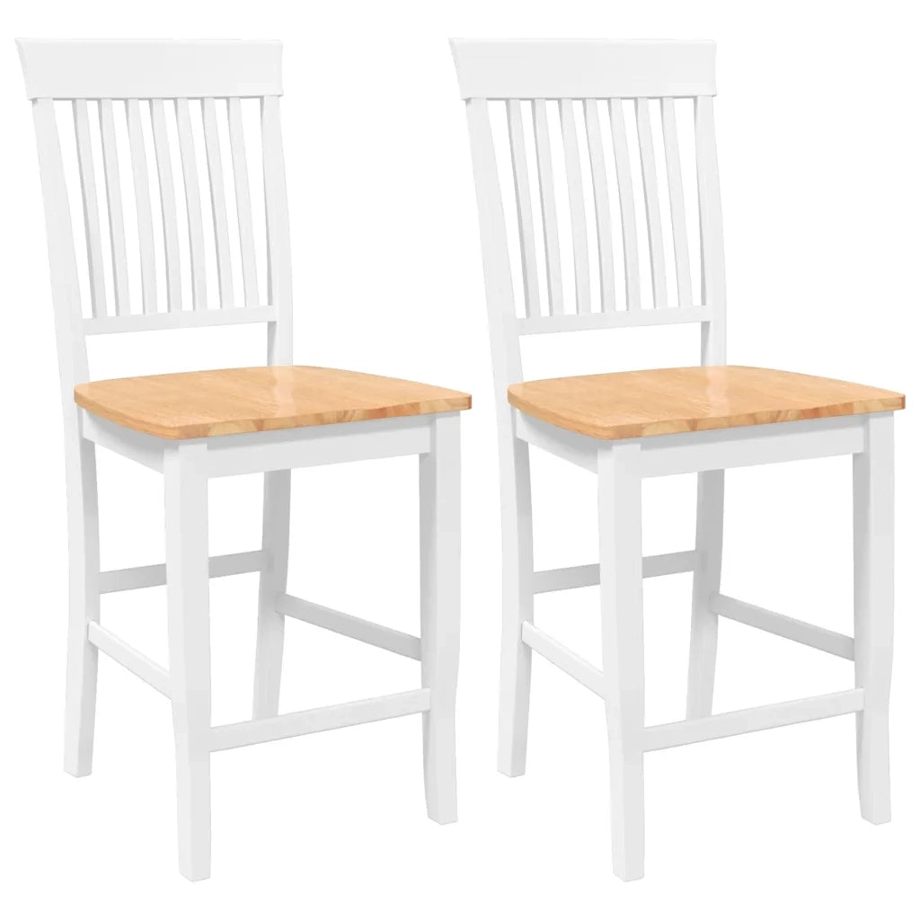 Sgabelli da Bar 2 pz Bianchi in Legno Massello di Hevea 4102573