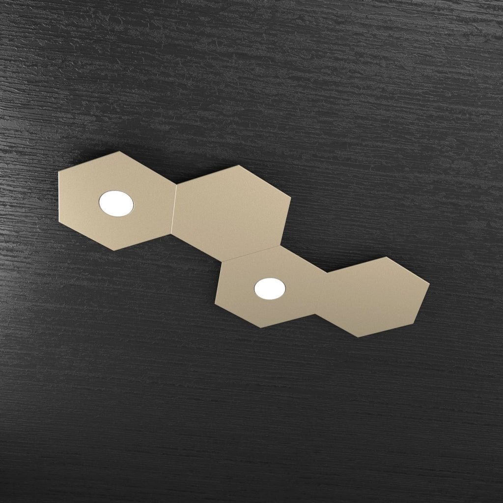 HEXAGON APPLIQUE-PLAFONIERA 2 LUCI + 2 DECORATIVO SABBIA 1142-2L2D-SA