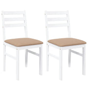 Sedie da Pranzo con Cuscini 2 pz | Sedie da cucina Bianco Legno Massello di Hevea