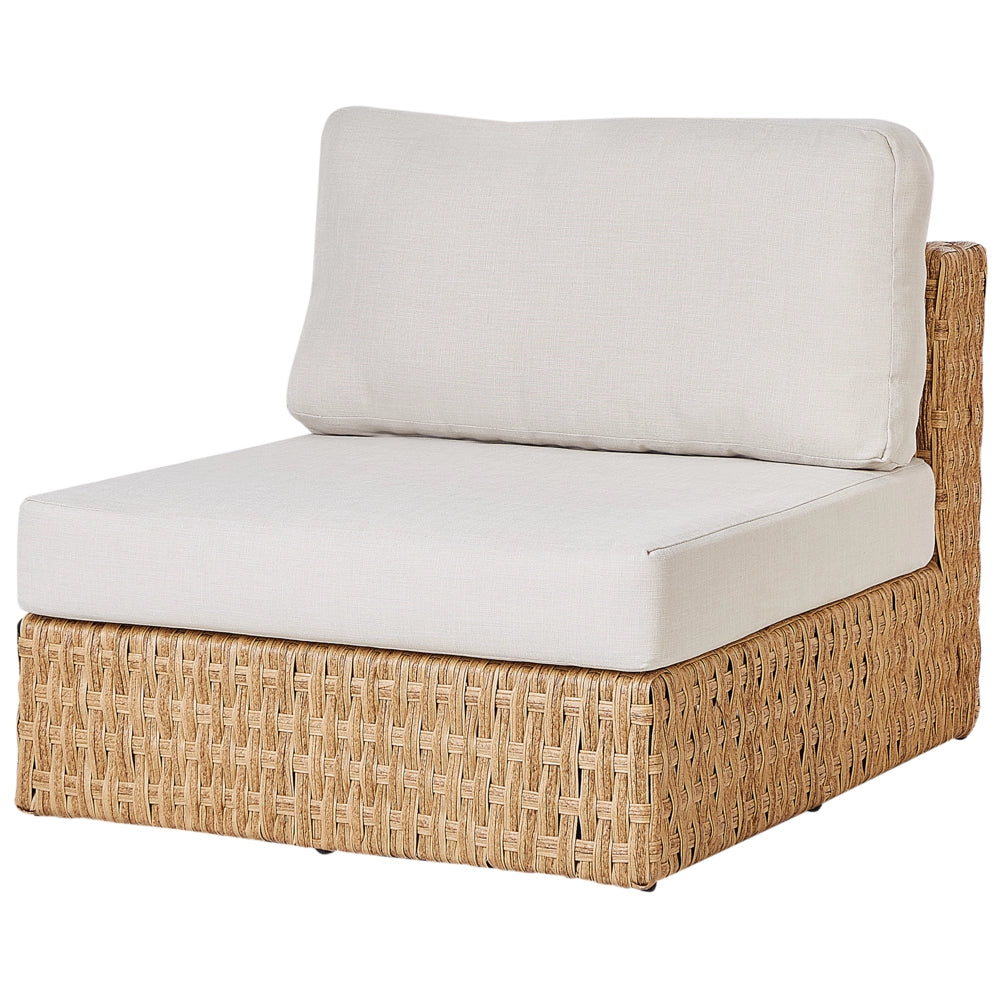 Set da giardino con divano angolare a sinistra, cuscini beige, rattan sintetico, 4 posti, con tavolino dal piano a vassoio