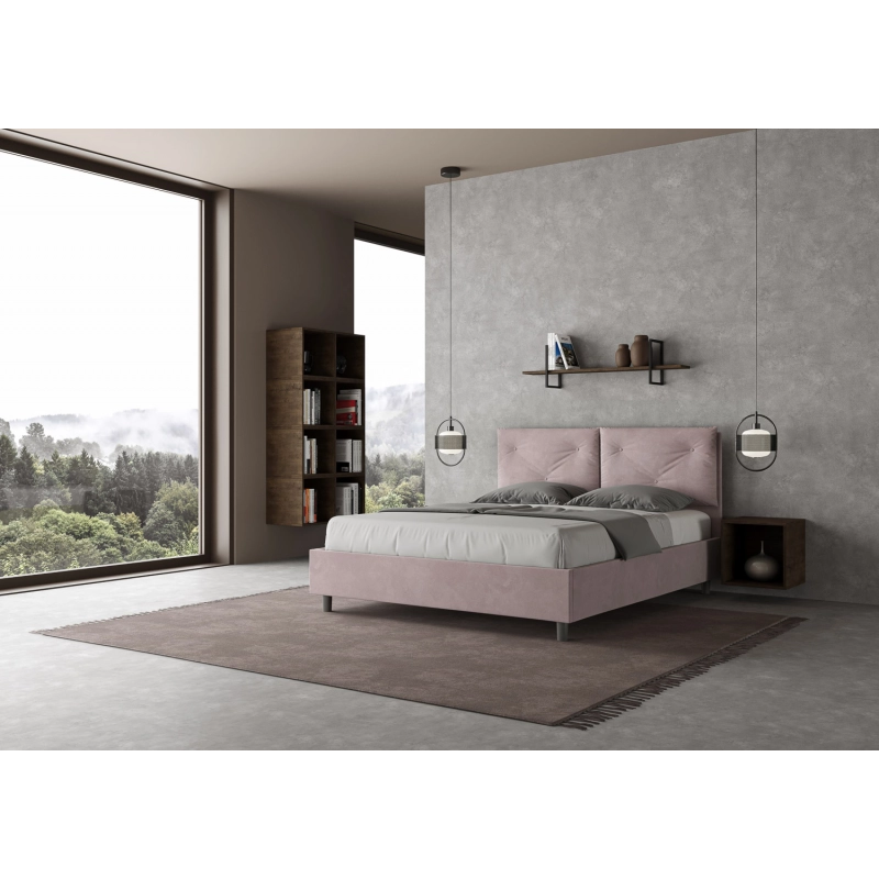 Letto imbottito Matrimoniale 160x210 cm Appia - Con rete,Glicine,Microfibra