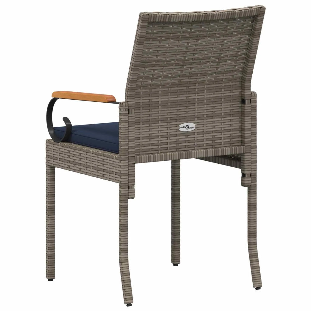 Sedie da giardino 4 pz | Sedie da Esterno Grigio e Blu Navy Polyrattan e acacia