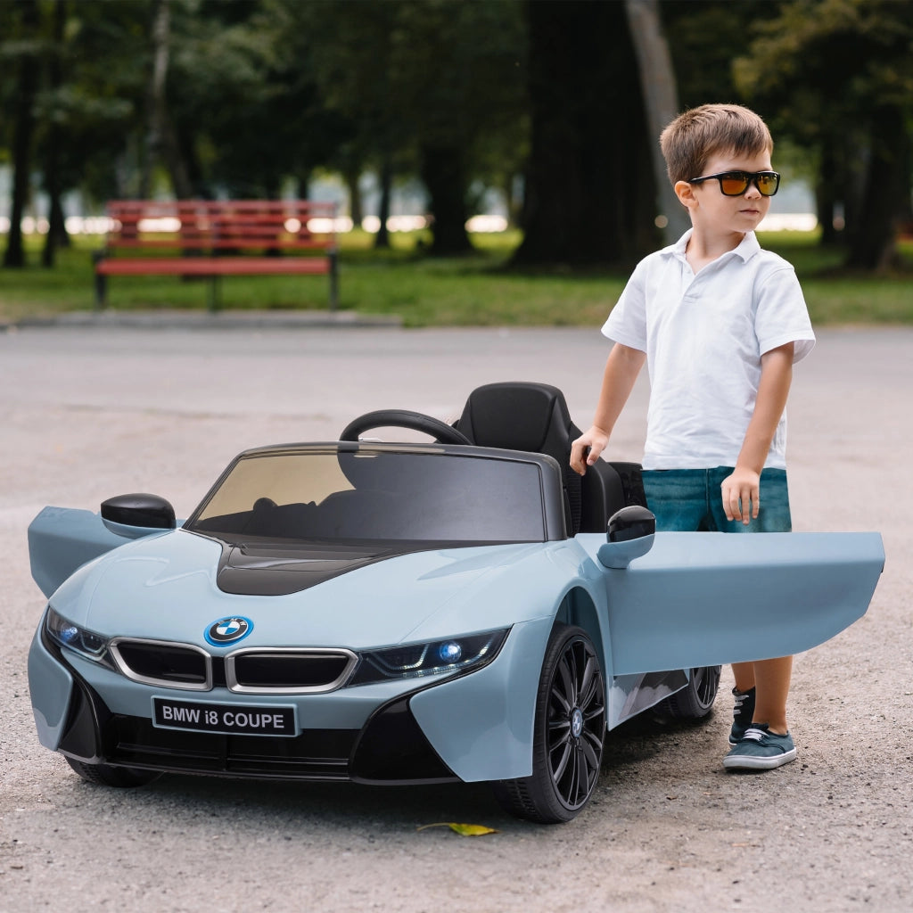Macchina Elettrica per Bambini 3-8 anni Licenza BMW I8 Coup¨¦ con Telecomando e 2 Porte, 115x72.5x46 cm, Blu
