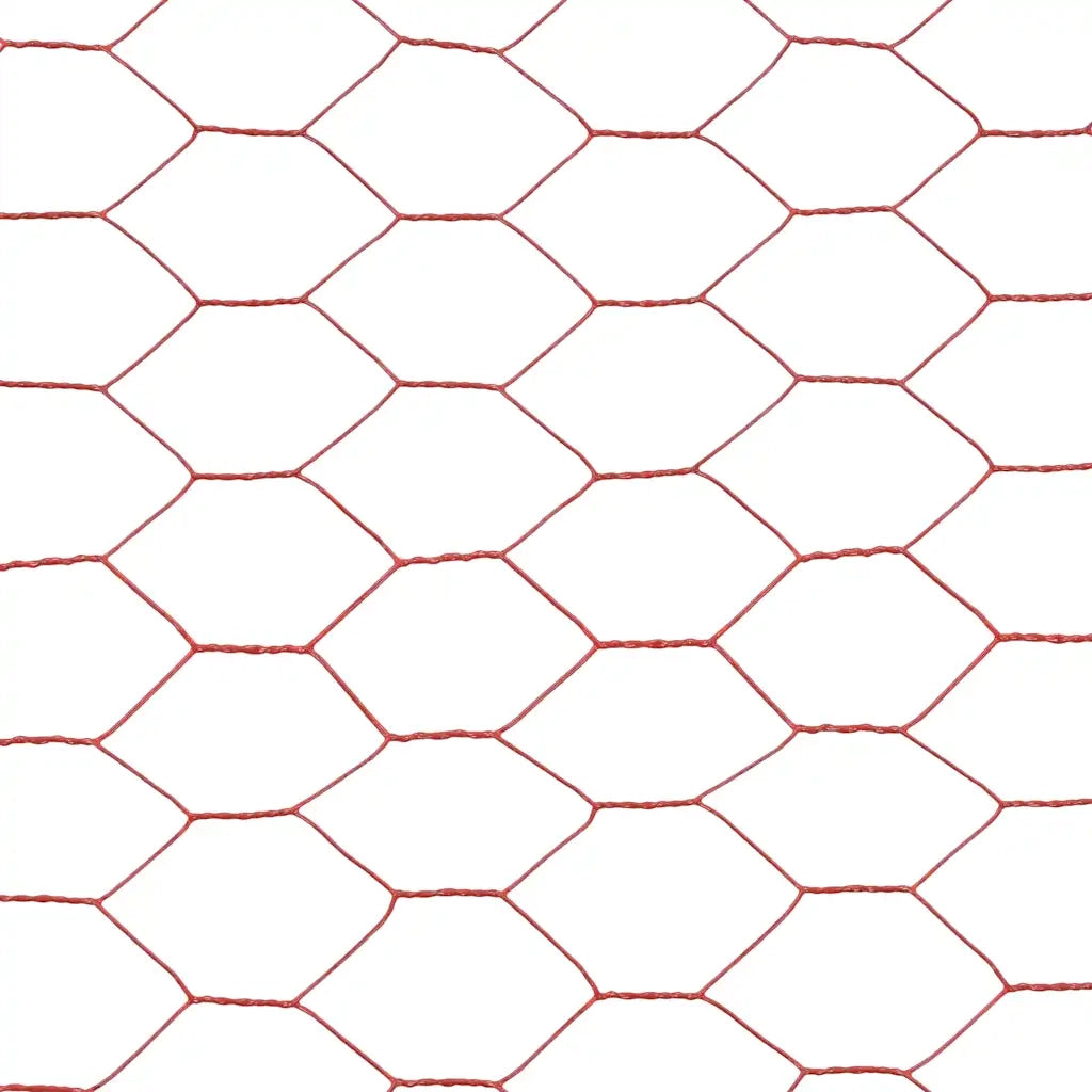Recinzione in Rete per Pollaio in Acciaio e PVC 25x1 m Rossa 143305