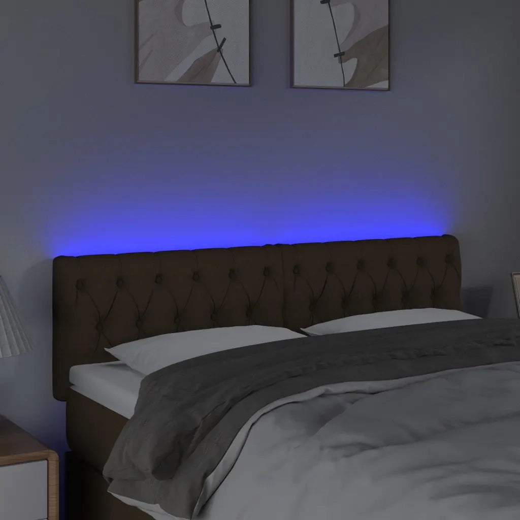 Testiera | Testata a LED Marrone Scuro 160x7x78/88 cm in Tessuto