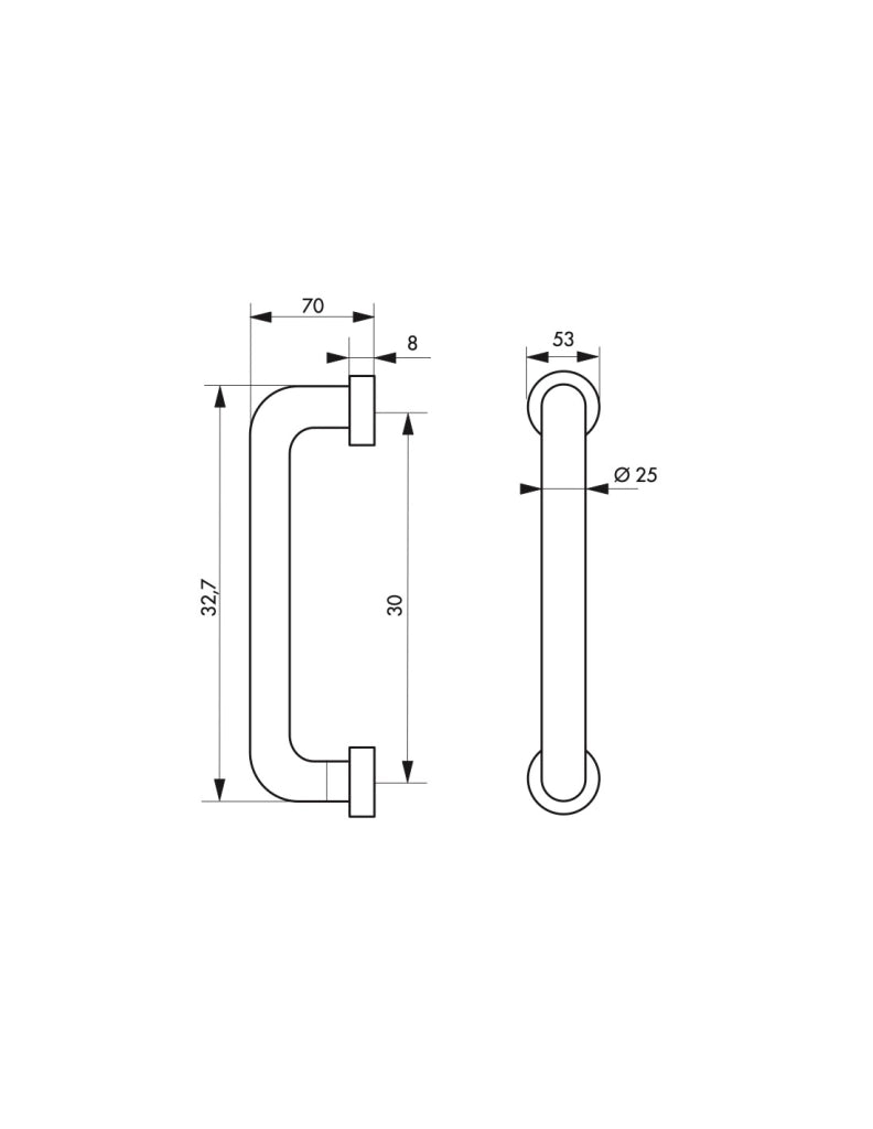 Coppia di maniglioni in acciaio inox Ø 25 mm, lunghezza 325 mm – THIRARD