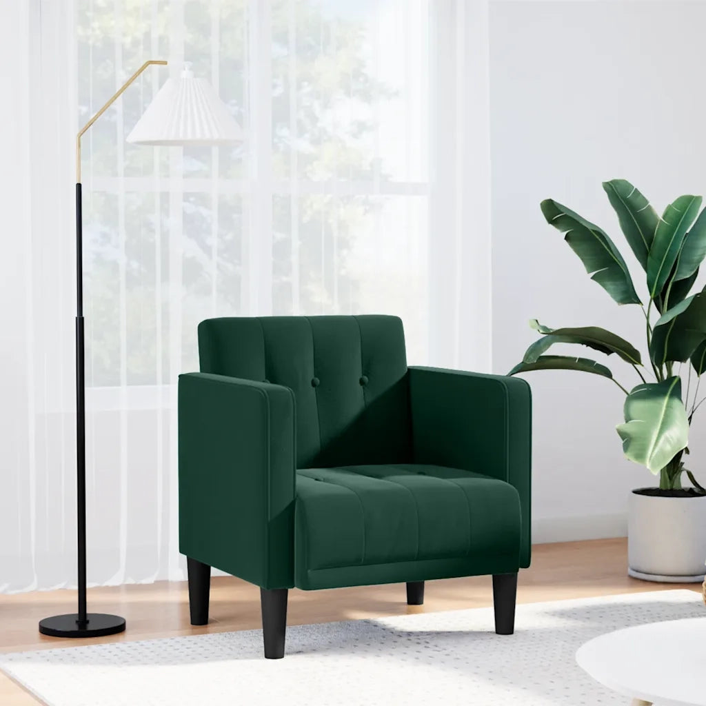 Divano Sedia con Braccioli Verde Scuro 53 cm in Velluto 4100555