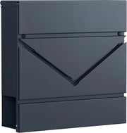 SONGMICS Cassetta Postale, Finestra a V, Cassetta Posta da Parete con Serratura, Coperchio, Vano Portagiornale, Facile da Montare, Grigio Antracite GMB054G01