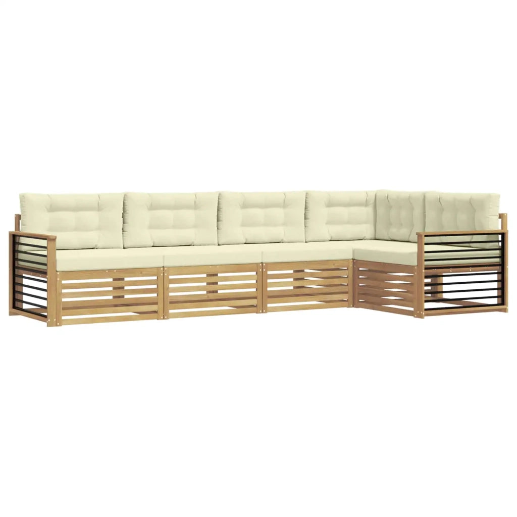 Set di divani da esterno 6 pcs Bianco e Crema Poliestere