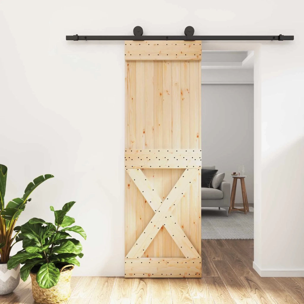 Porta scorrevole Naturale e Nero 70 x 210 cm