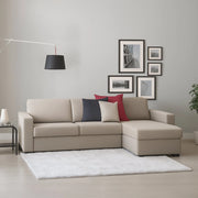 Azechiele, Divano Fisso con Penisola Sfoderabile Made in Italy, 260x95 cm Grigio Tortora\