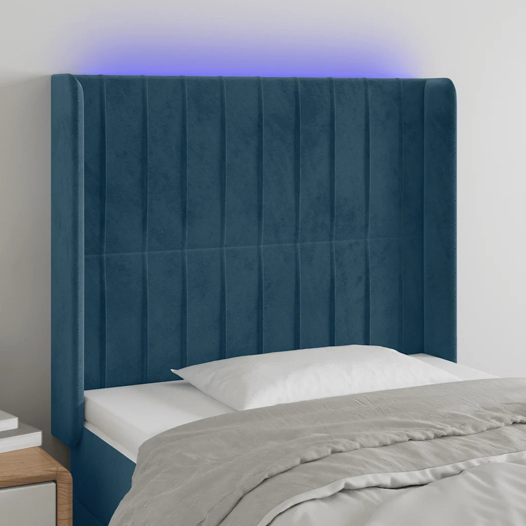 Testiera a LED Blu Scuro 83x16x118/128 cm in Velluto 3124320