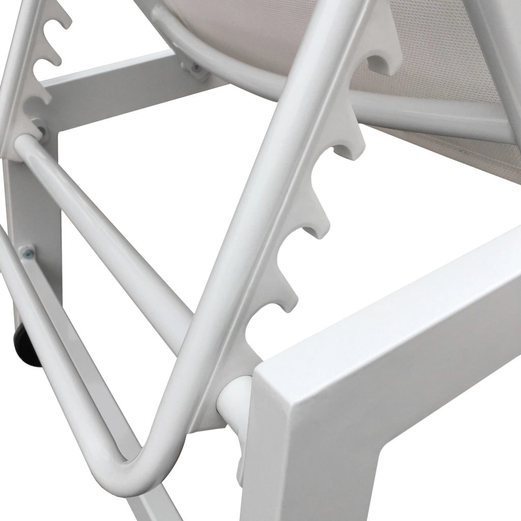 Set di 2 lettini BARBADOS in textilene bianco eTavolino - alluminio bianco