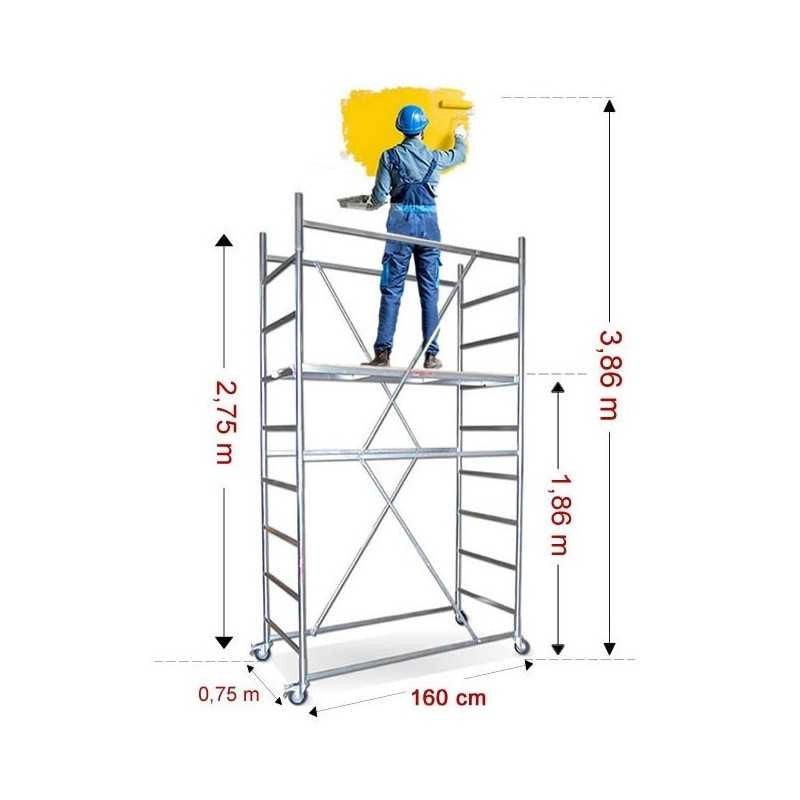 Trabattello zincato Maxi Tris H. 3.86 Lavoro Con Mezzo Piano