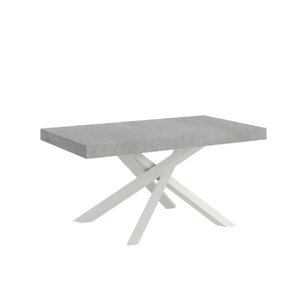 Tavolo allungabile 160/264x90 cm Volantis Premium colore cemento gambe bianche