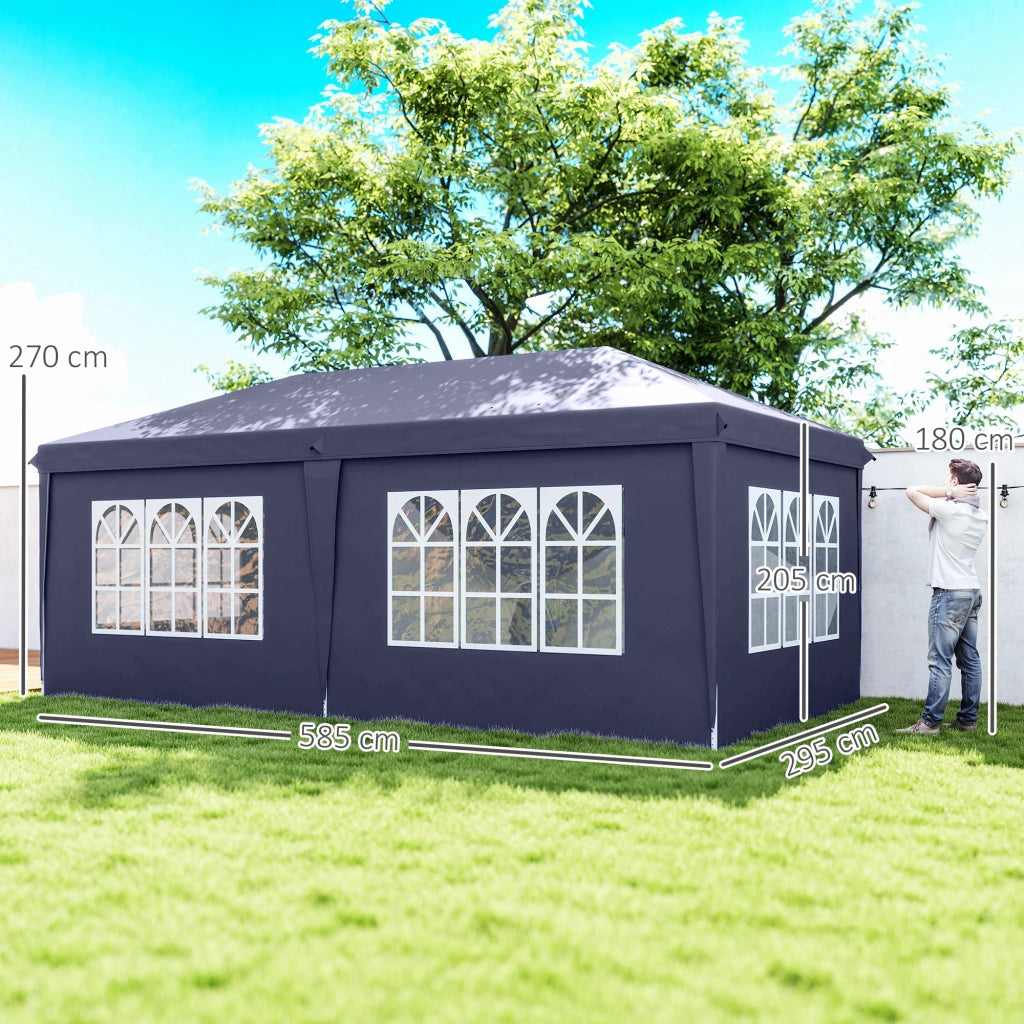 Gazebo pieghevole impermeabile ¨C zephmum ¨C 6x3x2.7 m con 4 pareti e finestre