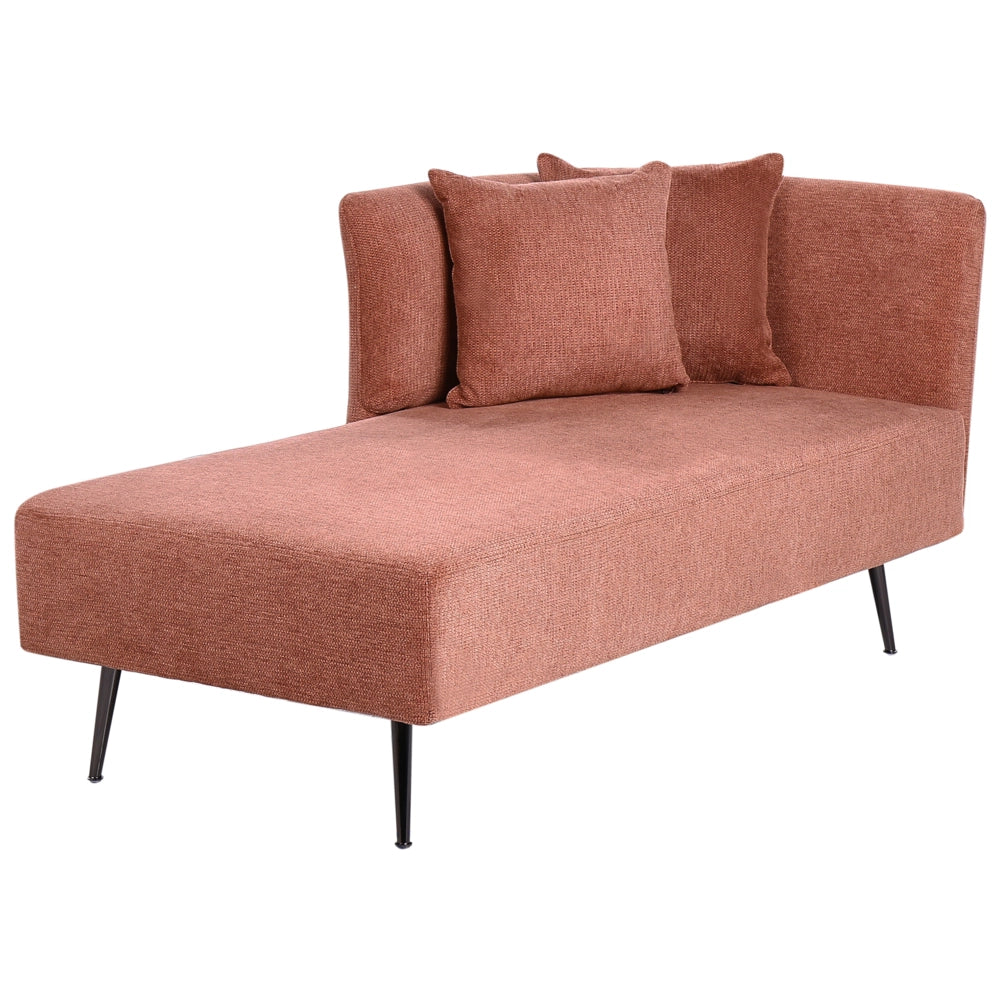 Chaise Lounge Rosso Chiaro Destra in tessuto poliestere con cuscini decorativi Gambe in metallo Soggiorno di design moderno