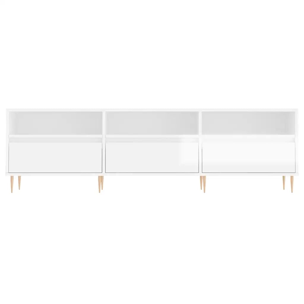 Mobile Porta TV Bianco Lucido 150x30x44,5 cm Legno Multistrato 831270