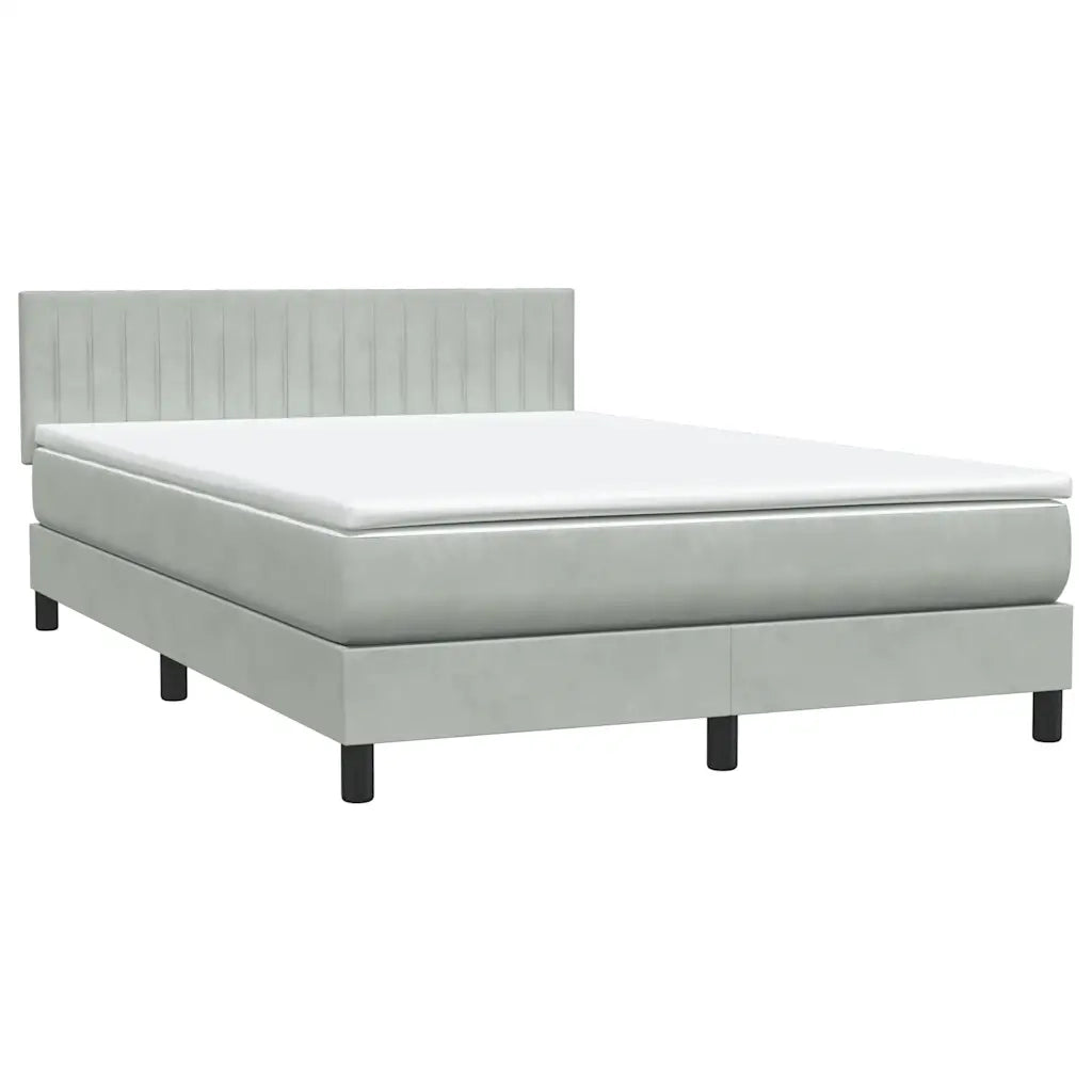 vidaXL Giroletto a Molle con Materasso Grigio Chiaro 160x220cm Velluto