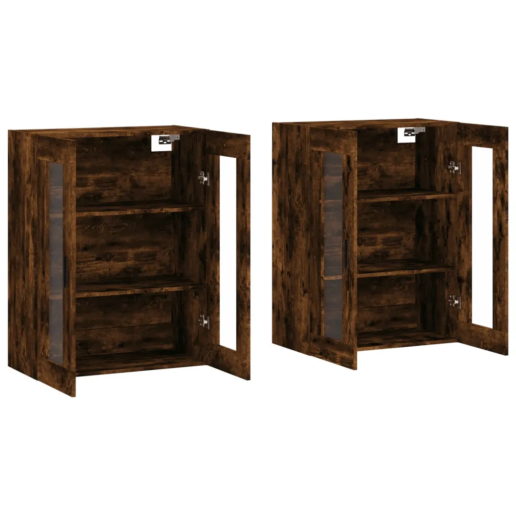 Armadietti a Parete 2 pz Rovere Fumo in Legno Multistrato 3197958