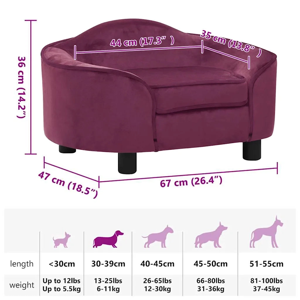 Divano per Cani Borgogna 67x47x36 cm in Peluche 171089