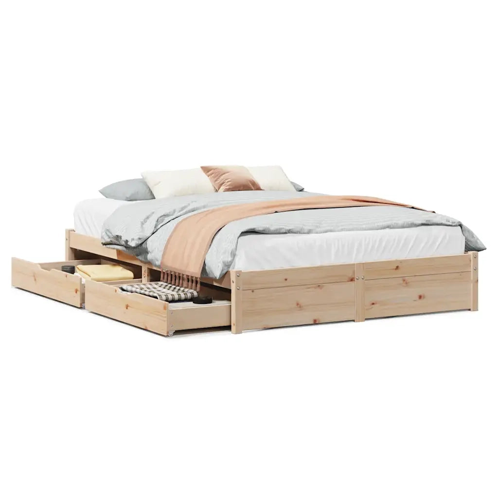 Letto senza Materasso 140x190 cm in Legno Massello di Pino