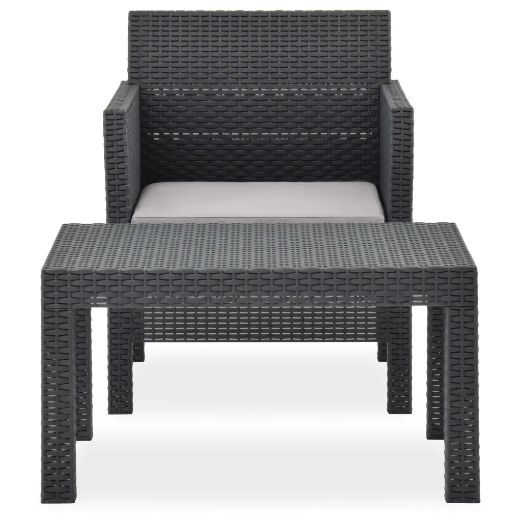 Set Divano da Giardino 2 pz con Cuscino in Rattan PP Antracite cod mxl 40588