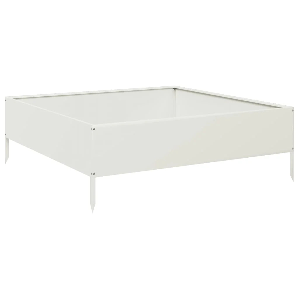 Fioriera rialzata per piante fiori patio giardino 100 x 100 x 33,5 cm acciaio bianco 02_0039281