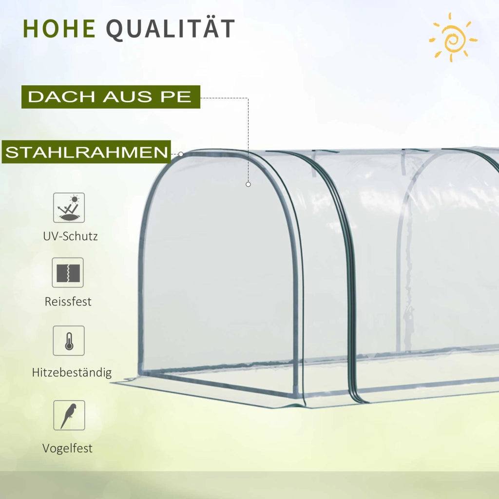 Serra da giardino con porta ¨C zephmum ¨C trasparente e verde 350x100x80 cm
