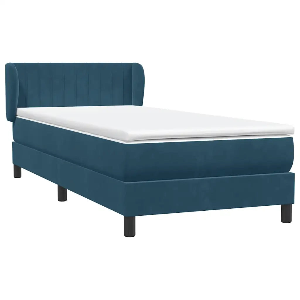 Giroletto a Molle con Materasso Blu Scuro 80x220 cm Velluto 3317719