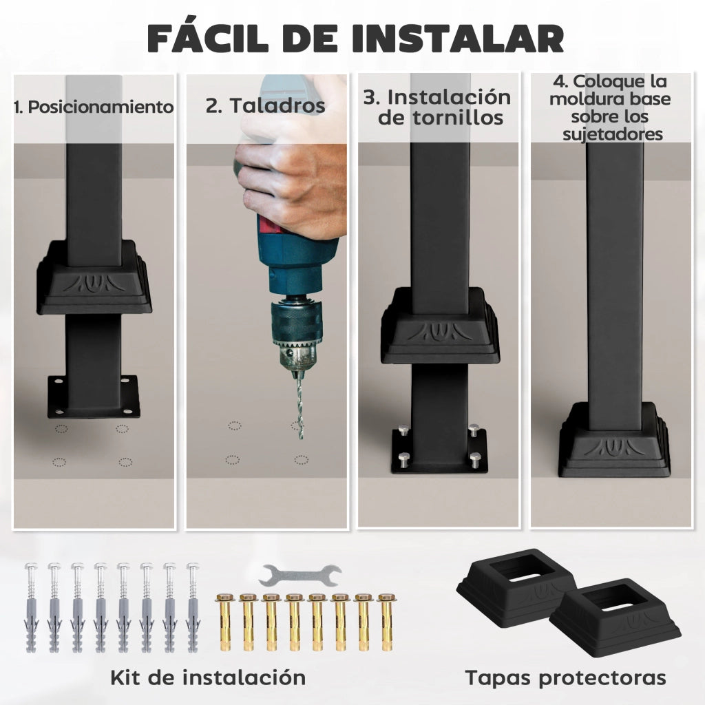 Ringhiera per Scale 71cm ¨C Xylo ¨C Nero, Angolo Regolabile, Kit Installazione 1-3 Gradini