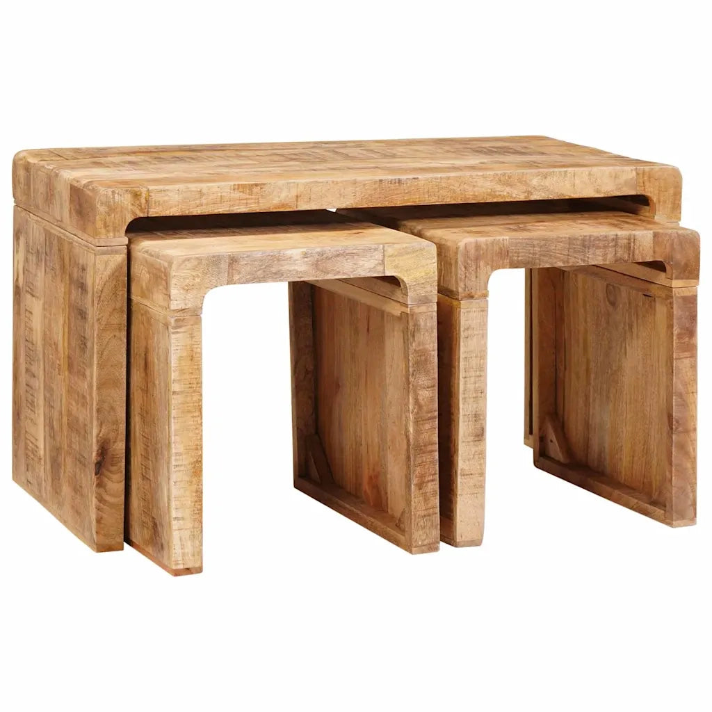 Tavolo Nesting 3 pcs Marrone Legno di mango massello 4104561