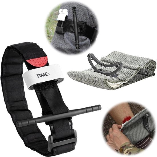 Tourniquet tattico 2 in 1 - 950 mm tourniquet CAT + 15 cm tourniquet di emergenza - Prima assistenza in caso di ferita - Impacco di emergenza unico per attività all'aperto - Adatto per camminate, arrampicate, sport, arrampicate su roccia, campeggio