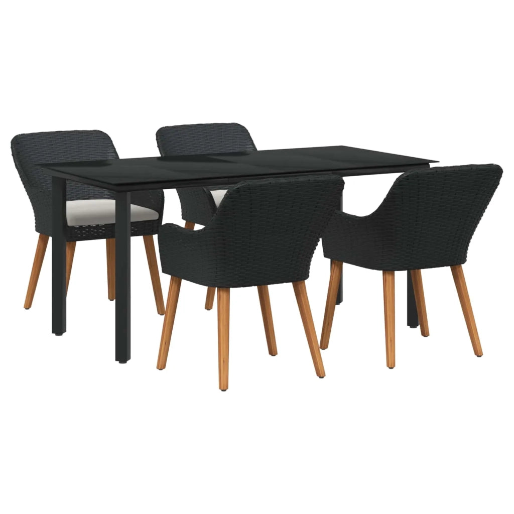 Set da Pranzo per Giardino con cuscino 5 pcs Nero polyrattan 3261673