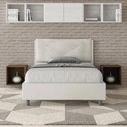 Letto imbottito Piazza e mezzo 120x190 cm Large - Bianco,Similpelle,Contenitore