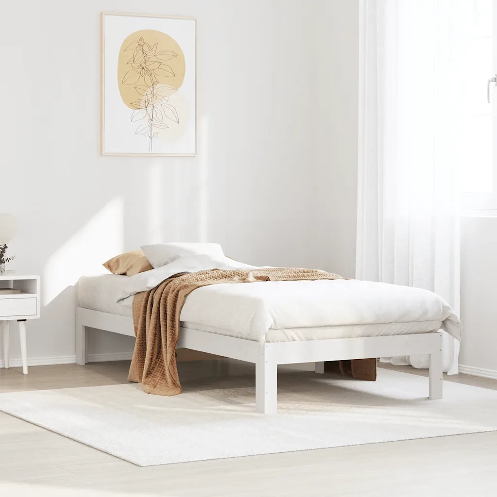 Giroletto senza Materasso Bianco 80x200 cm Legno Massello Pino 859215