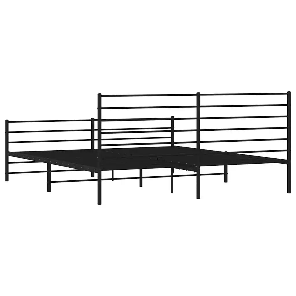 Giroletto senza Materasso con Pediera-Struttura Letto in Metallo Nero 180x200 cm 511680