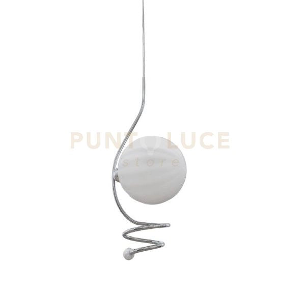MILU'-C Sospensione 1 luce sferica satinata struttura cromo senza base attacco G9 inclusa