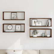 Mensole Cubo Parete 4 pz Rovere Fumo 60x15x23 Legno Multistrato cod mxl 54199